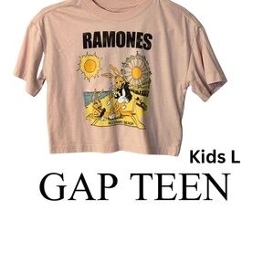 EUC GAP Pink Vintage Ramones Cropped Graphic Tee in Kids Size 12